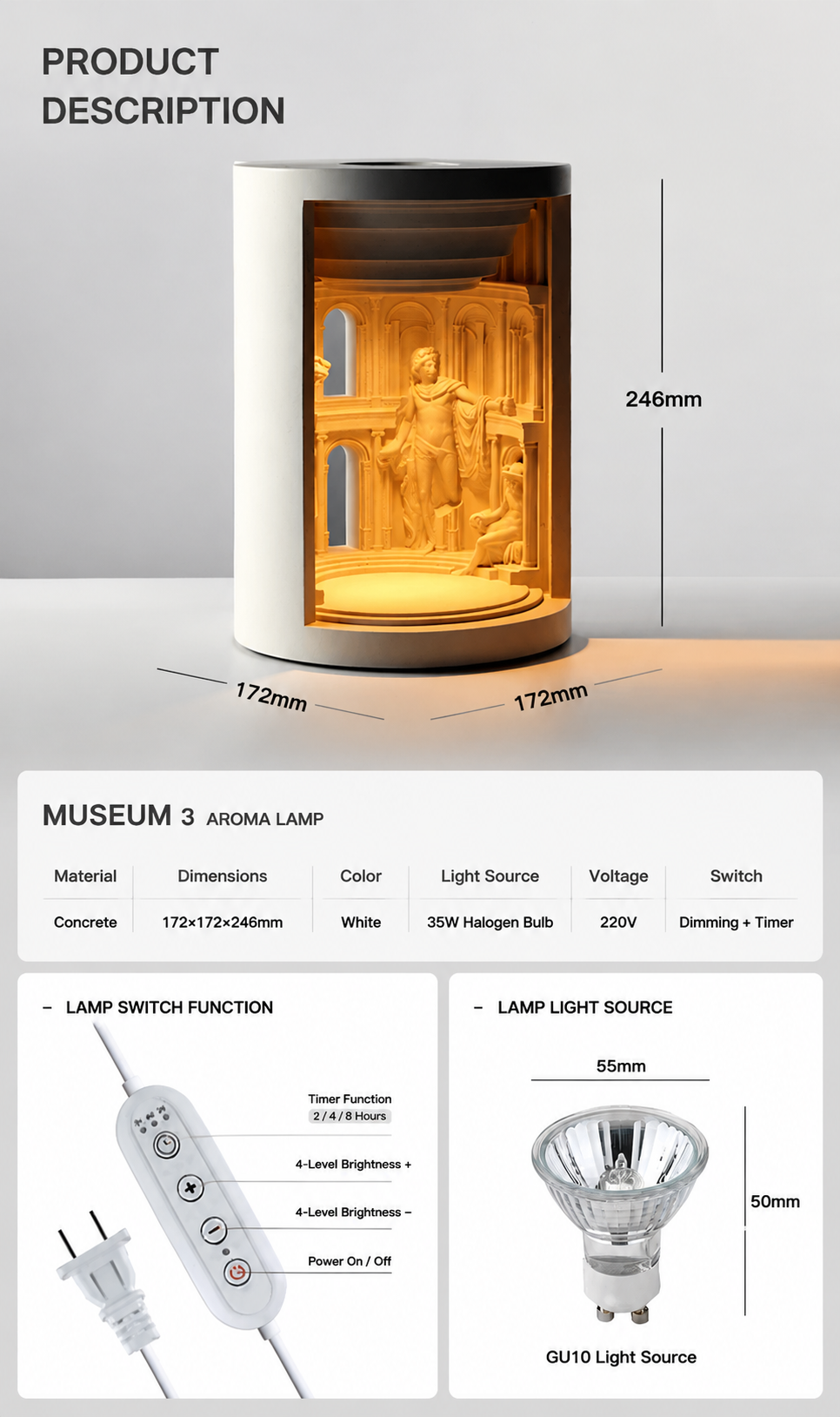 Sculptural Wax Warmer Lamp – Museum-Inspired Flameless Candle Warmer & Ambient Home Decor Light