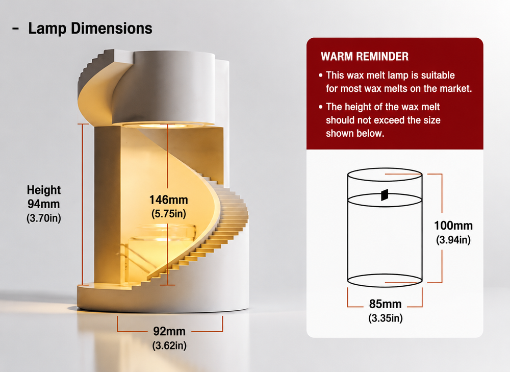 Spiral Staircase Wax Melt Lamp – Concrete Aromatherapy Night Light for Bedroom & Cozy Home Decor