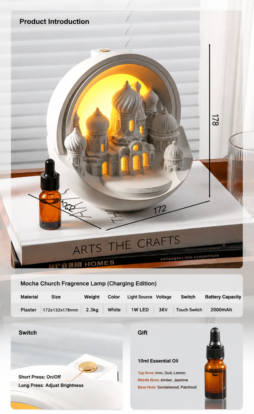 Mocha Scented Aroma Lamp – Romantic Night Light & Flameless Aromatherapy for Bedroom, Weddings, and Special Occasions