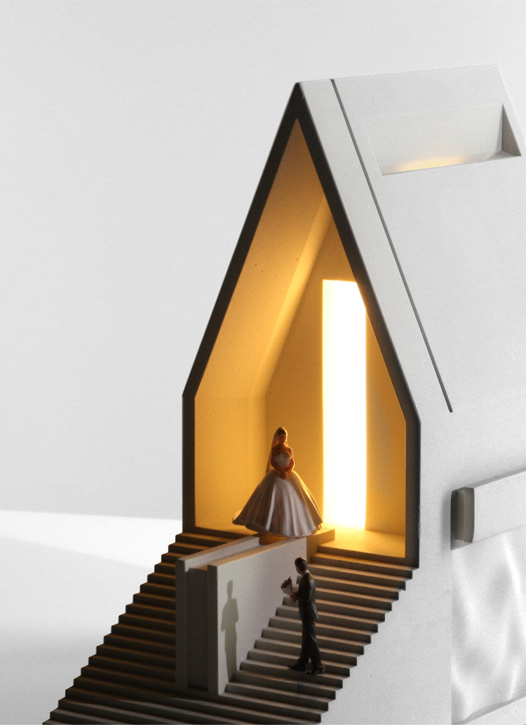 Cement Church Night Light – Architectural Ambient Desk Lamp for Bedroom, Study & Cozy Home Decor