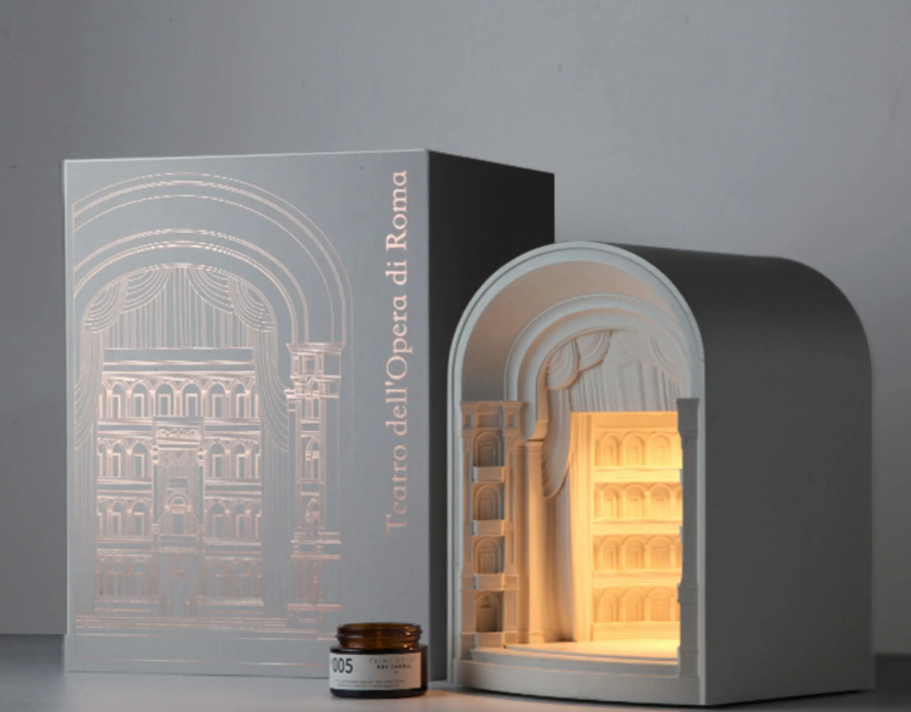 Roman Theater Wax Melt Lamp – Concrete Aromatherapy Night Light & Flameless Candle Warmer for Home Decor