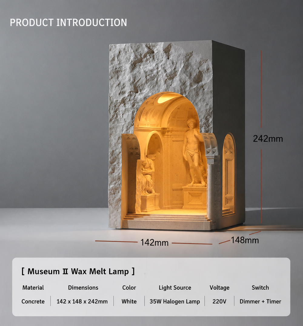 David Sculpture Wax Melt Lamp – Concrete Aromatherapy Candle Warmer with Classical Art & Ambient Night Light