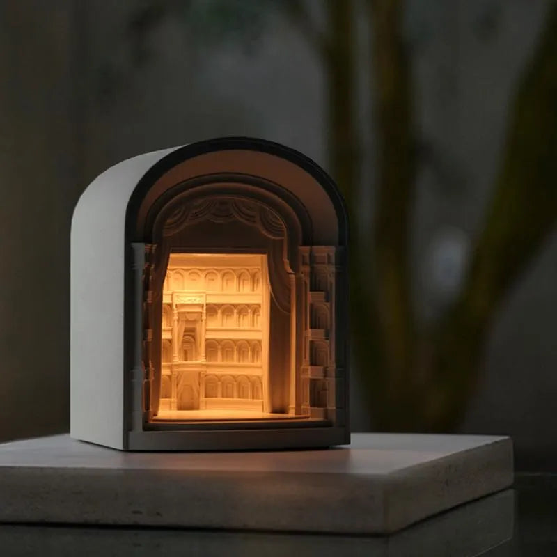 Roman Theater Wax Melt Lamp – Concrete Aromatherapy Night Light & Flameless Candle Warmer for Home Decor