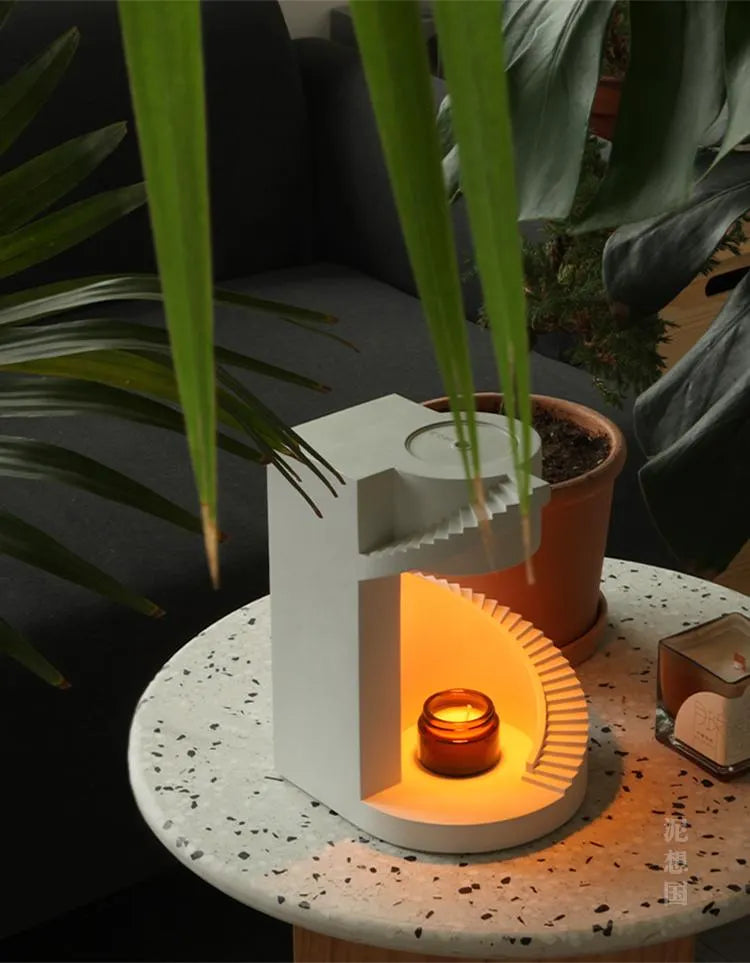 Spiral Staircase Wax Melt Lamp – Concrete Aromatherapy Night Light for Bedroom & Cozy Home Decor