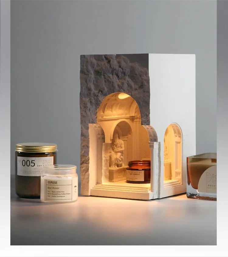 David Sculpture Wax Melt Lamp – Concrete Aromatherapy Candle Warmer with Classical Art & Ambient Night Light