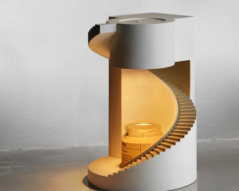 Spiral Staircase Wax Melt Lamp – Concrete Aromatherapy Night Light for Bedroom & Cozy Home Decor
