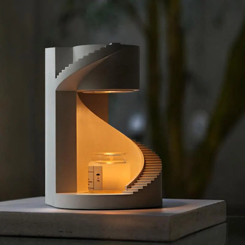 Spiral Staircase Wax Melt Lamp – Concrete Aromatherapy Night Light for Bedroom & Cozy Home Decor