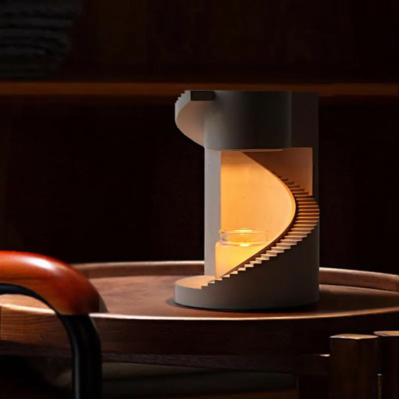 Spiral Staircase Wax Melt Lamp – Concrete Aromatherapy Night Light for Bedroom & Cozy Home Decor