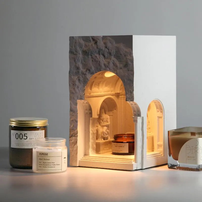 David Sculpture Wax Melt Lamp – Concrete Aromatherapy Candle Warmer with Classical Art & Ambient Night Light
