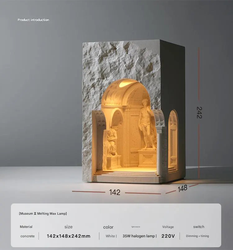 David Sculpture Wax Melt Lamp – Concrete Aromatherapy Candle Warmer with Classical Art & Ambient Night Light