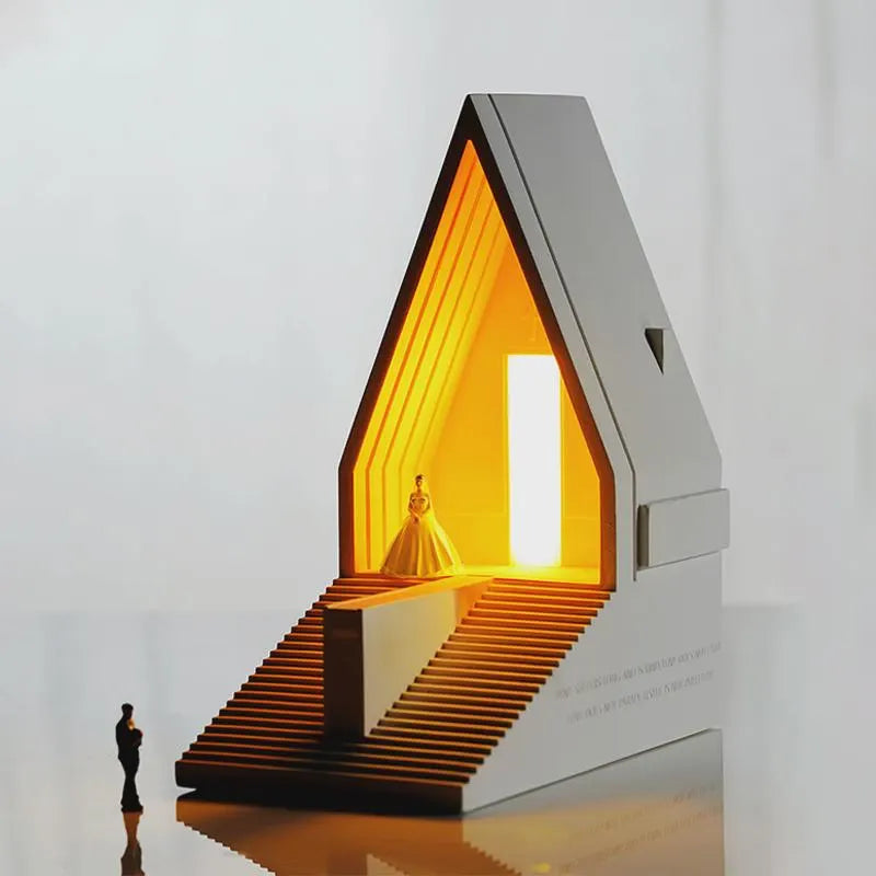 Cement Church Night Light – Architectural Ambient Desk Lamp for Bedroom, Study & Cozy Home Decor