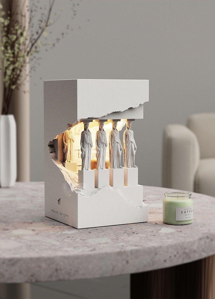 Athena Parthenon Wax Warmer Lamp – Greek Architecture Nordic Aromatherapy Night Light for Bedroom & Living Room