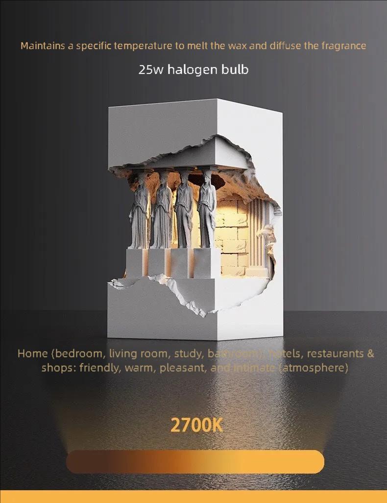 Athena Parthenon Wax Warmer Lamp – Greek Architecture Nordic Aromatherapy Night Light for Bedroom & Living Room