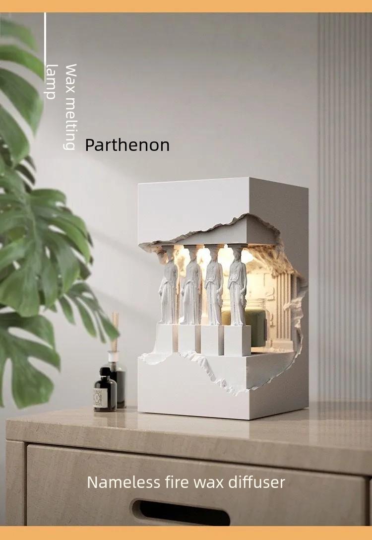 Athena Parthenon Wax Warmer Lamp – Greek Architecture Nordic Aromatherapy Night Light for Bedroom & Living Room