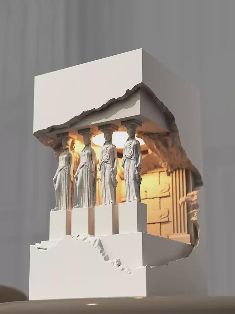 Athena Parthenon Wax Warmer Lamp – Greek Architecture Nordic Aromatherapy Night Light for Bedroom & Living Room