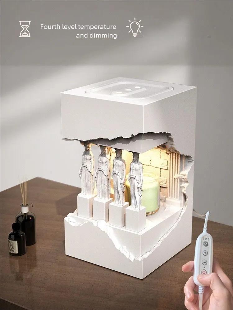 Athena Parthenon Wax Warmer Lamp – Greek Architecture Nordic Aromatherapy Night Light for Bedroom & Living Room
