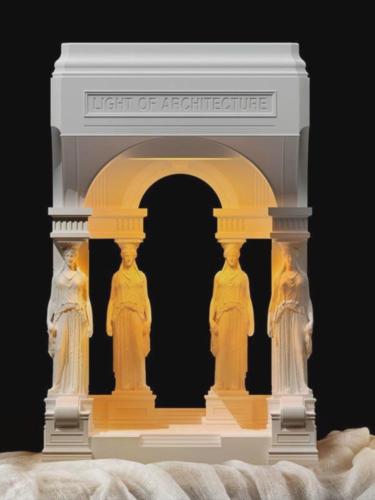 Athens Temple Cement Wax Melt Warmer – Dimmable Aromatherapy Night Light & Sculptural Home Decor