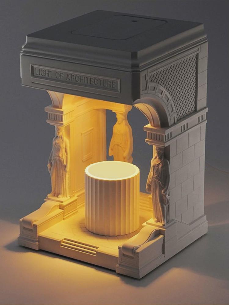Athens Temple Cement Wax Melt Warmer – Dimmable Aromatherapy Night Light & Sculptural Home Decor