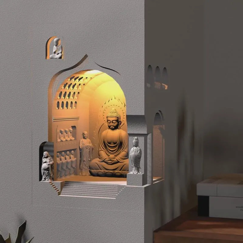 Buddha Cave Wall Sconce – Motion Sensor Zen Ambient Recessed Wall Light for Meditation & Calm Interiors