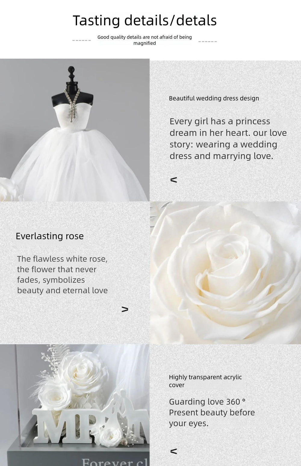 Wedding Dress Preserved Flower Gift Box – Eternal Rose Keepsake Ornament