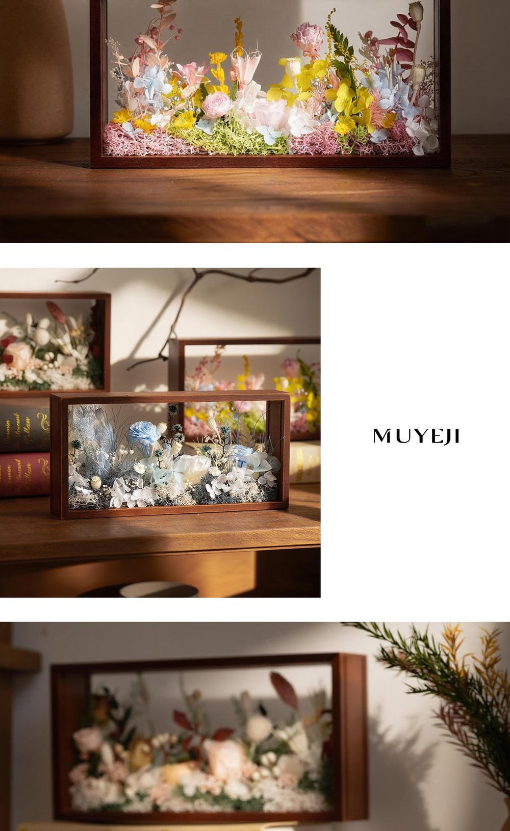 Preserved Flower Wooden Photo Frame – Hollow Wood Home Decor Gift