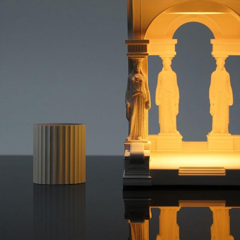 Athens Temple Cement Wax Melt Warmer – Dimmable Aromatherapy Night Light & Sculptural Home Decor