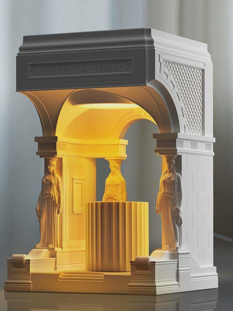 Athens Temple Cement Wax Melt Warmer – Dimmable Aromatherapy Night Light & Sculptural Home Decor