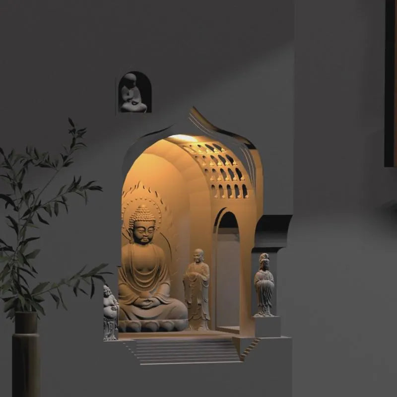 Buddha Cave Wall Sconce – Motion Sensor Zen Ambient Recessed Wall Light for Meditation & Calm Interiors