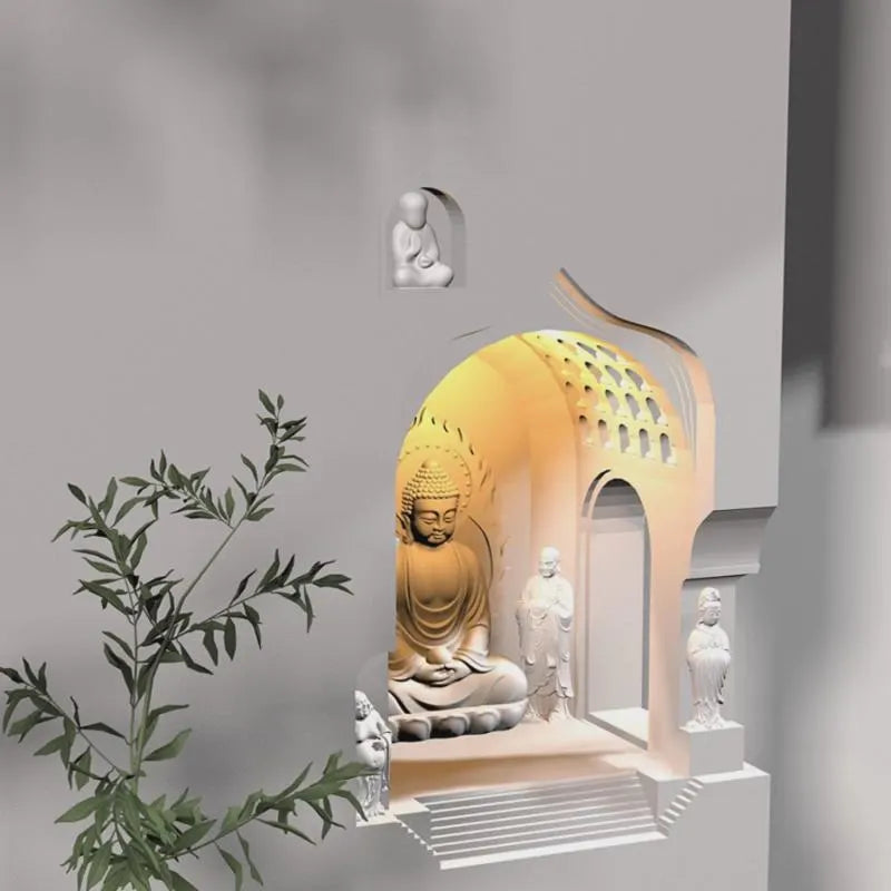 Buddha Cave Wall Sconce – Motion Sensor Zen Ambient Recessed Wall Light for Meditation & Calm Interiors