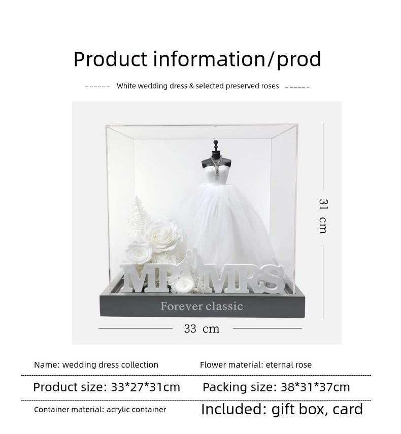 Wedding Dress Preserved Flower Gift Box – Eternal Rose Keepsake Ornament