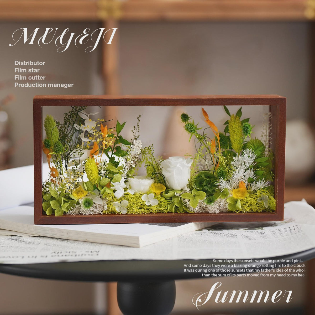 Preserved Flower Wooden Photo Frame – Hollow Wood Home Decor Gift