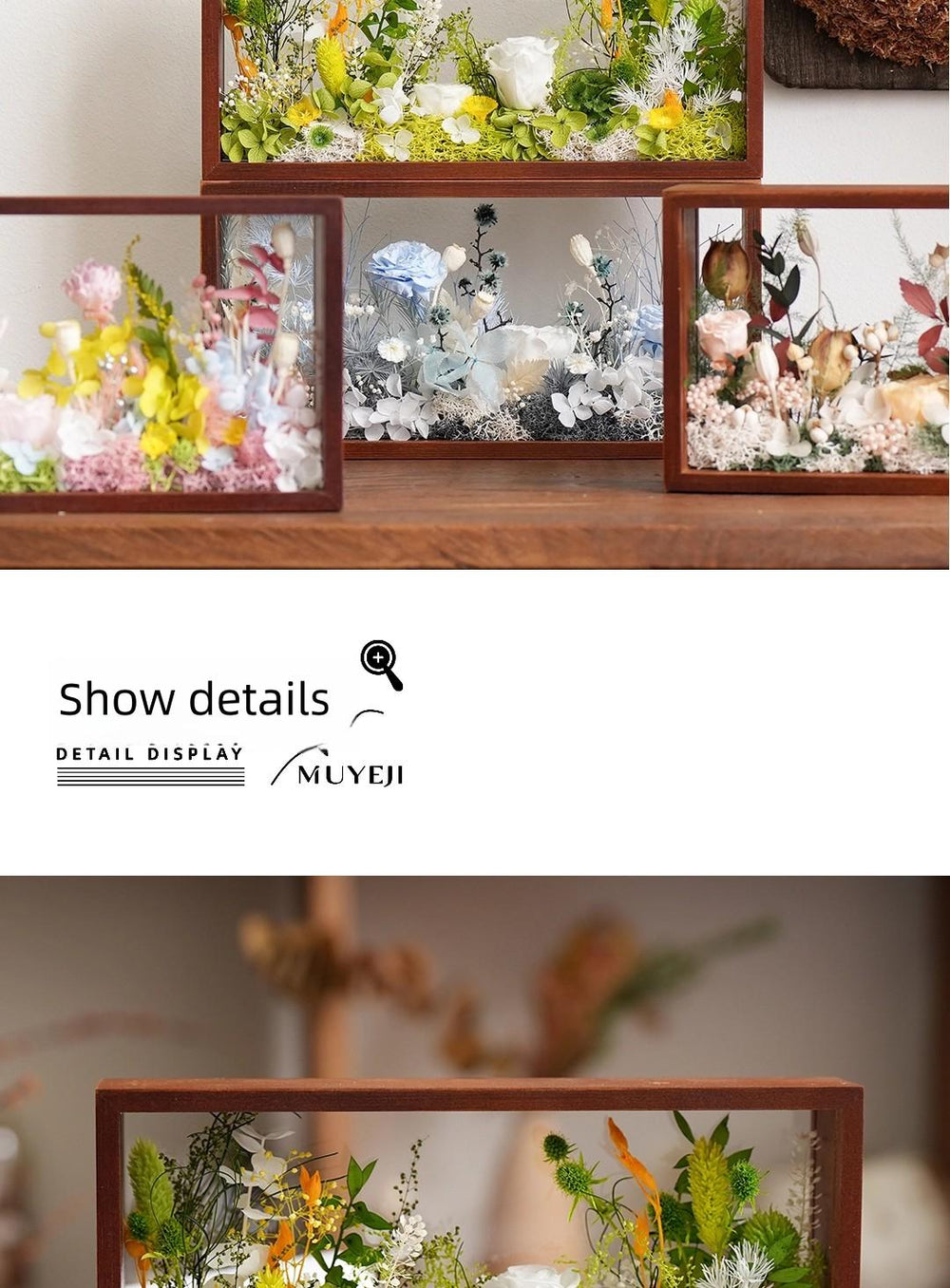 Preserved Flower Wooden Photo Frame – Hollow Wood Home Decor Gift